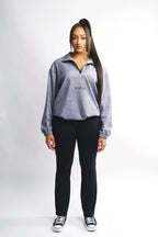 Gray Bae Turtleneck Zippered Sweatshirt