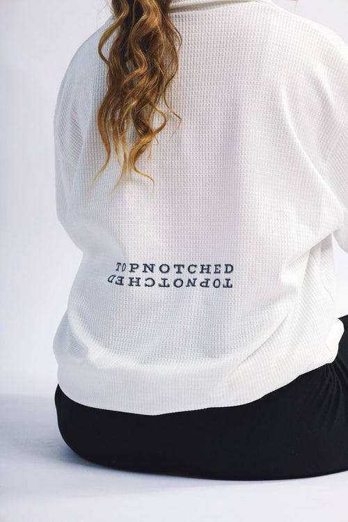 Icy White Turtleneck Zippered Sweatshirt