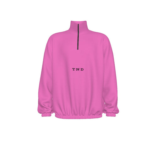 Plush Pink Turtleneck Zippered Sweatshirt