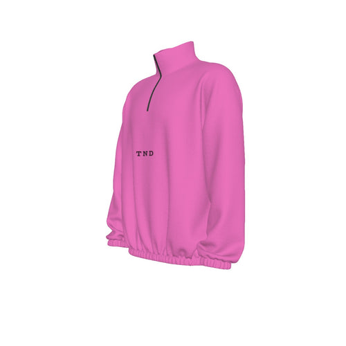 Plush Pink Turtleneck Zippered Sweatshirt