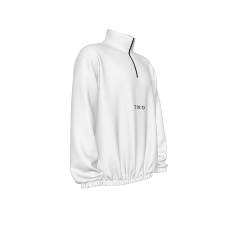 Icy White Turtleneck Zippered Sweatshirt