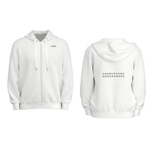 Icy White Zip Hooded Sweatshirt